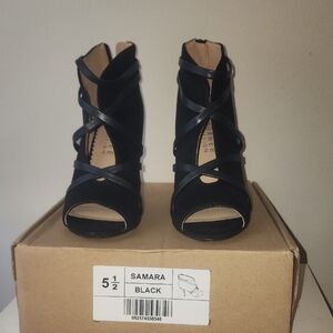 Journee Collection Black Strappy Heels
